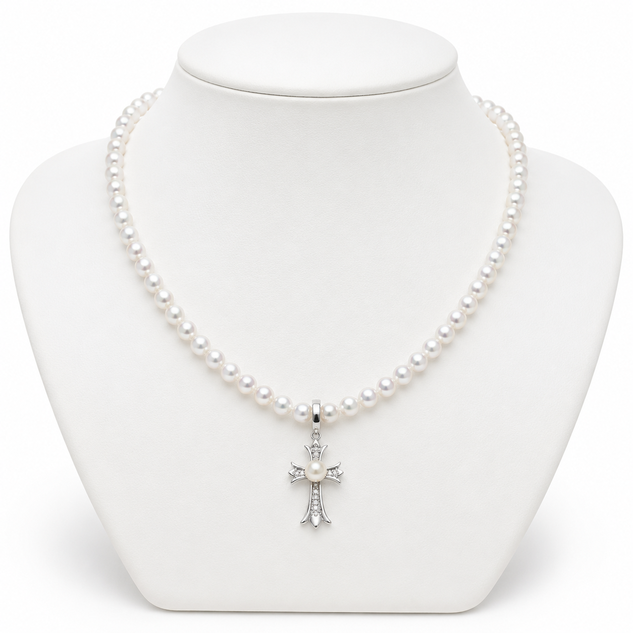 Cross Crystal Pearl Necklace