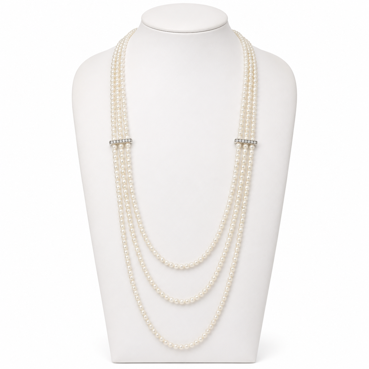 Triple Layer Pearl Sweater Necklace