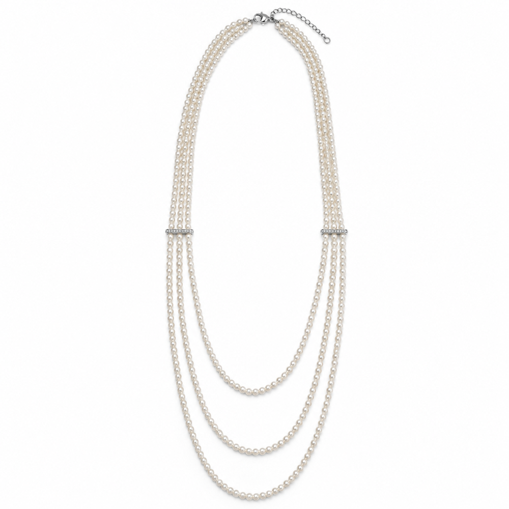 Triple-Layer Long Freshwater Pearl Necklace
