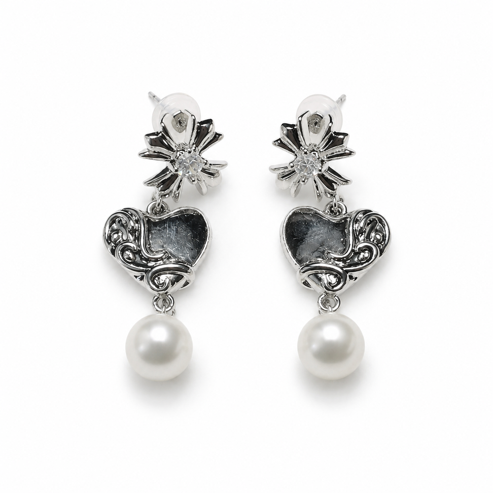 Heart Pearl Earrings