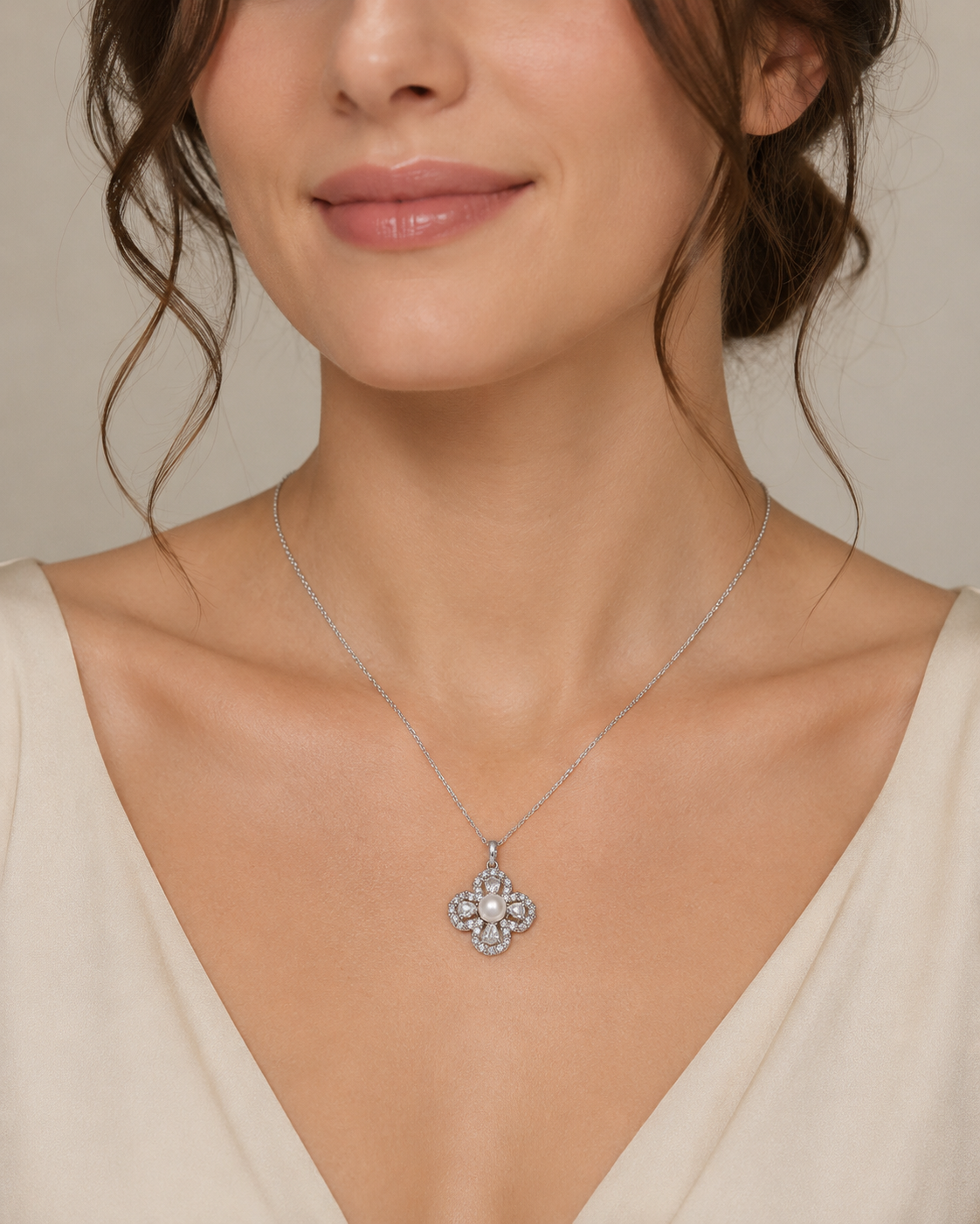 Clover Pearl Necklace