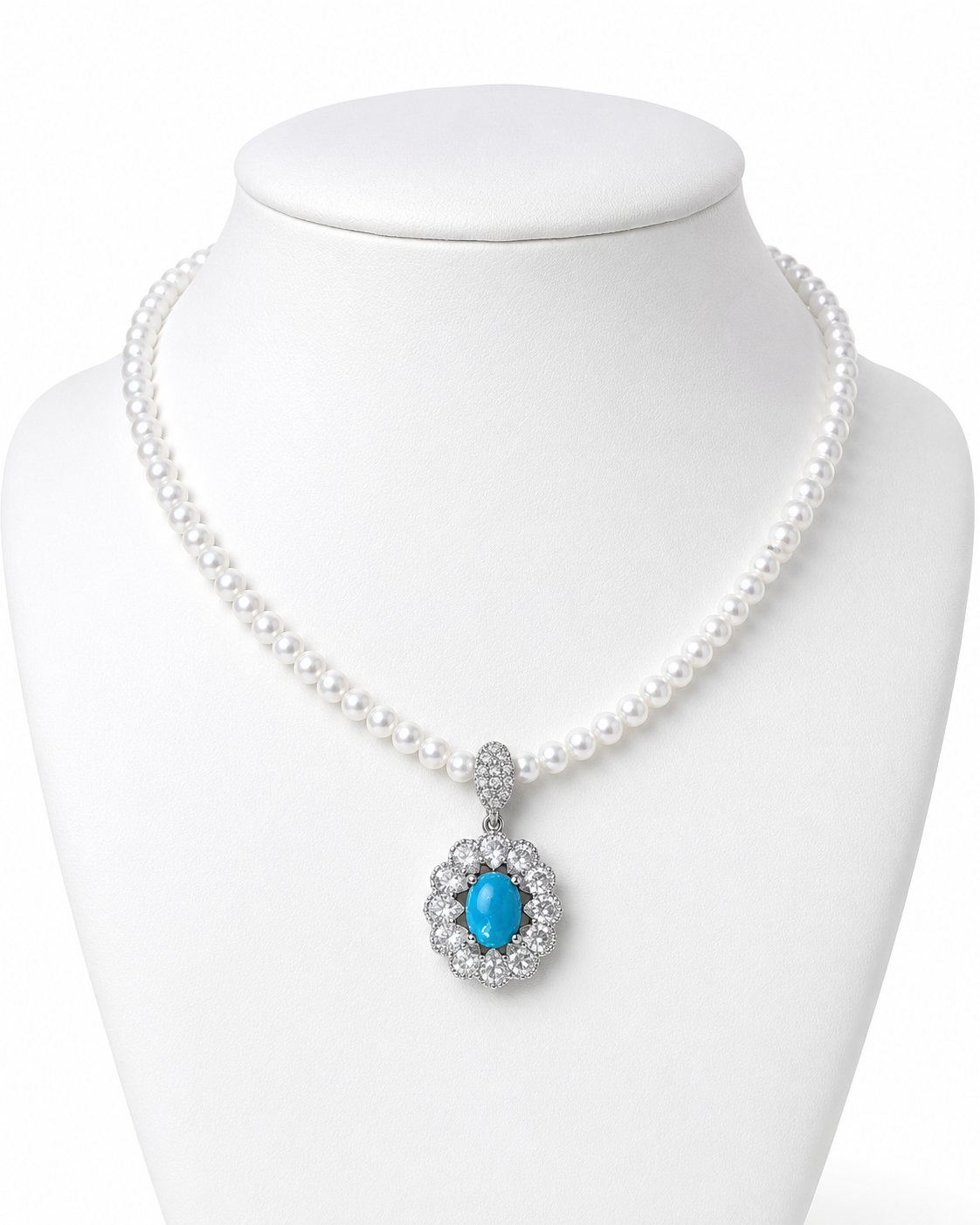 Turquoise Bloom Pearl Necklace