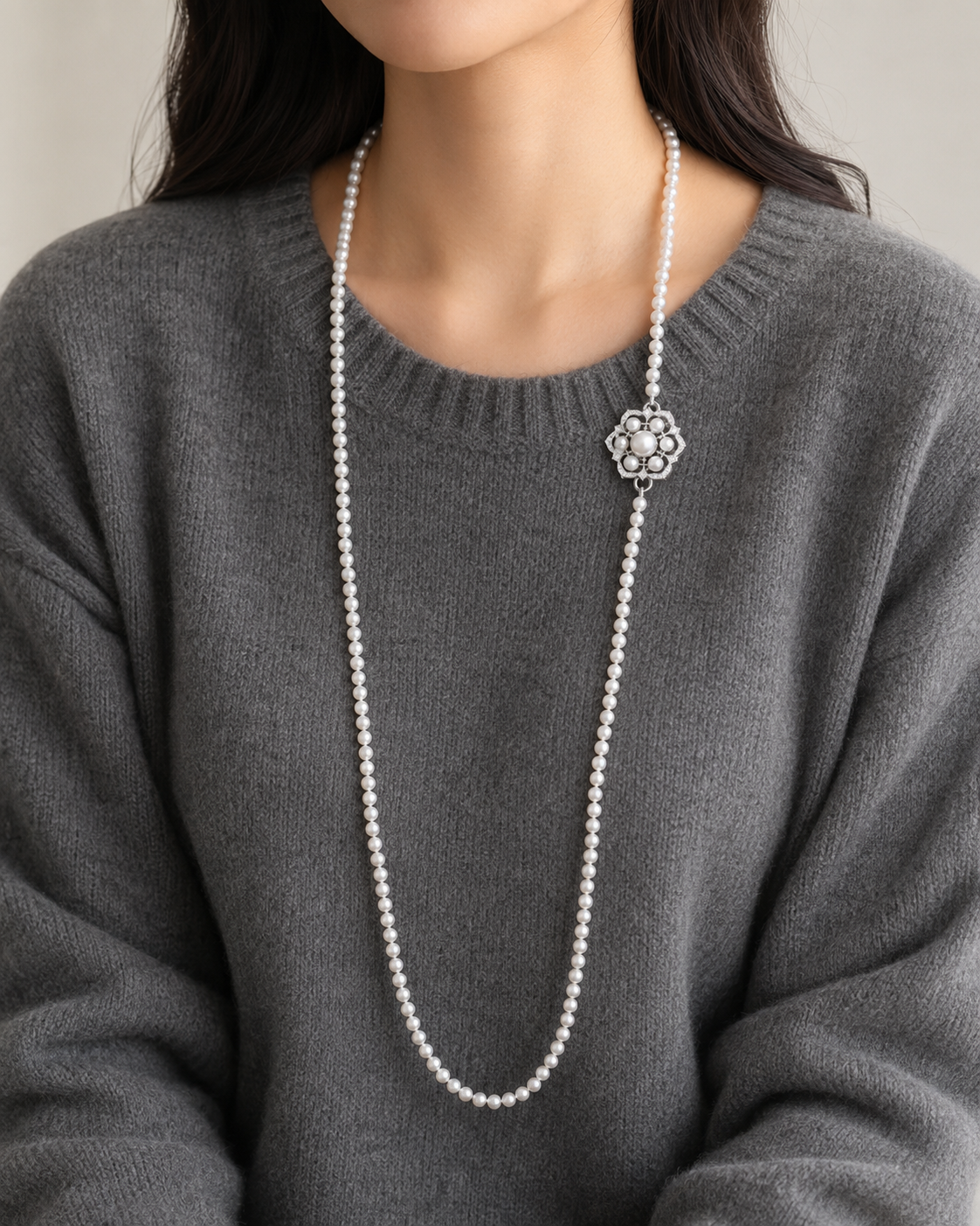 Convertible Pearl Brooch Necklace