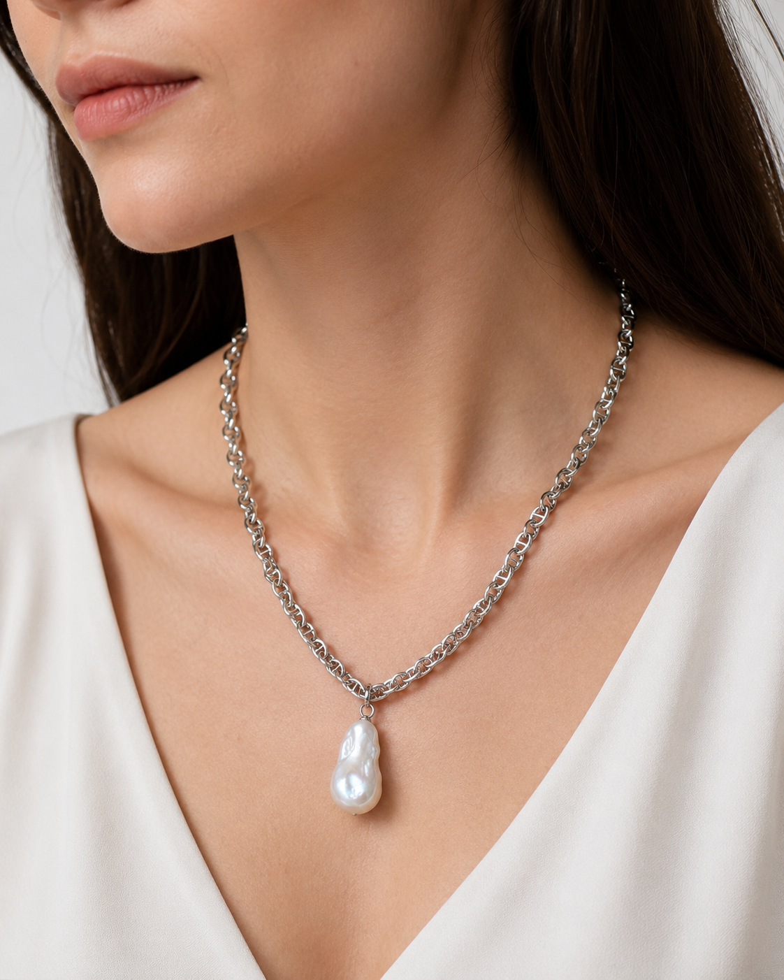 Baroque Pearl Chain Necklace