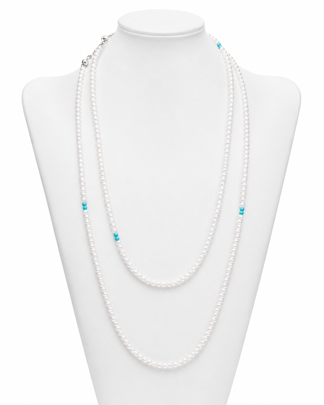 Turquoise Accent Pearl Long Necklace
