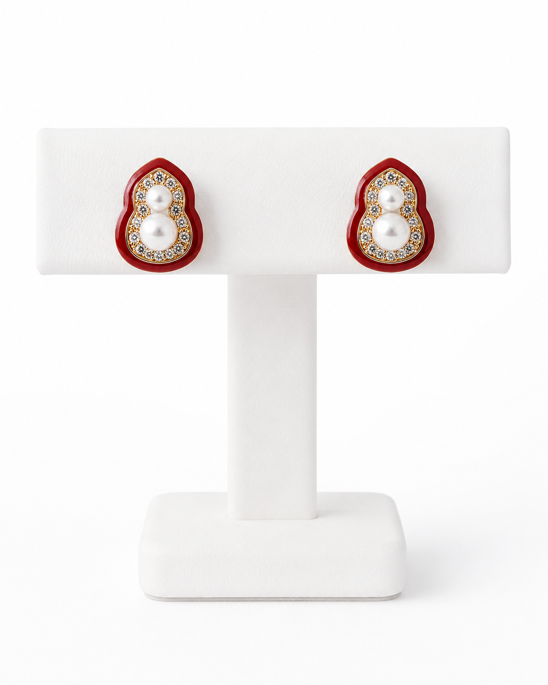 Red Gourd Pearl Stud Earrings