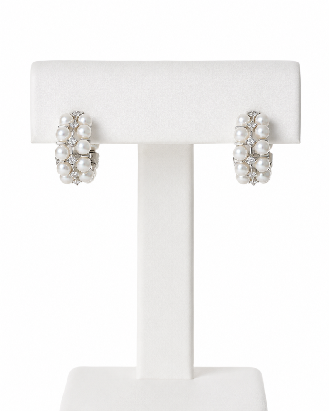 Crystal Pearl Hoop Earrings