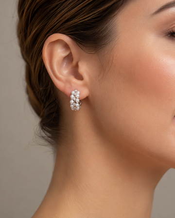 Crystal Pearl Hoop Earrings product view