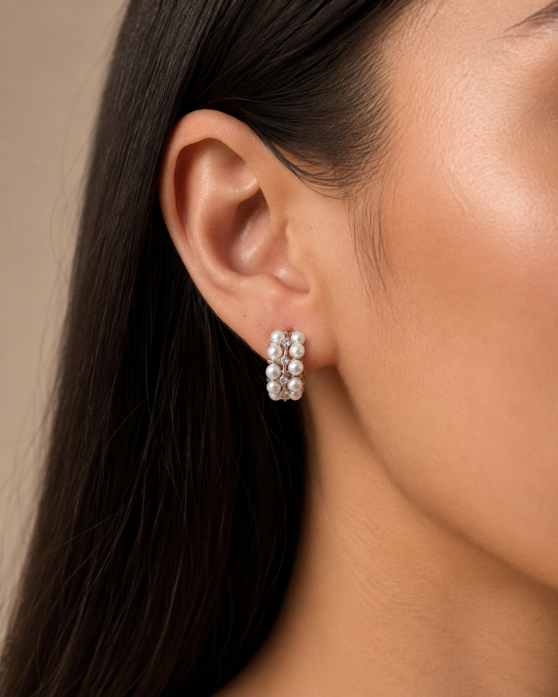Crystal Pearl Hoop Earrings