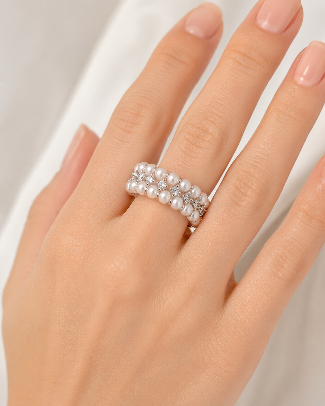 Crystal Pearl Ring