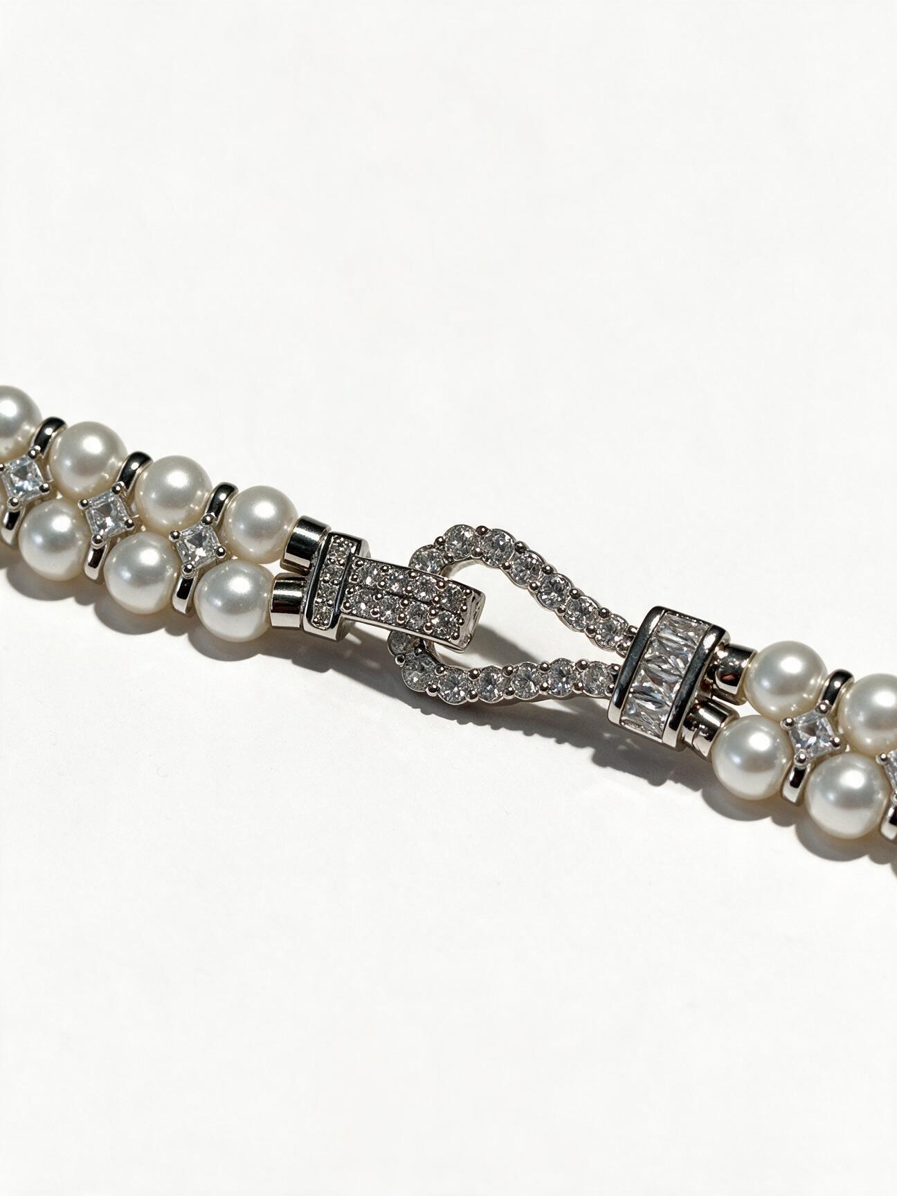Close-up of the pave teardrop clasp and rectangular insert on SKU10004