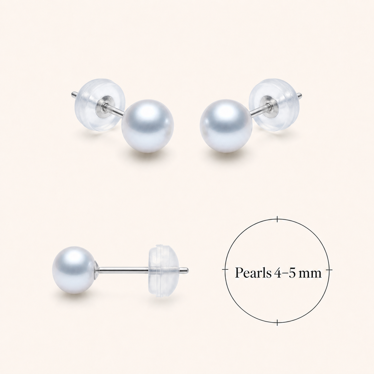 Medium 4–5 mm freshwater pearl stud earring size guide