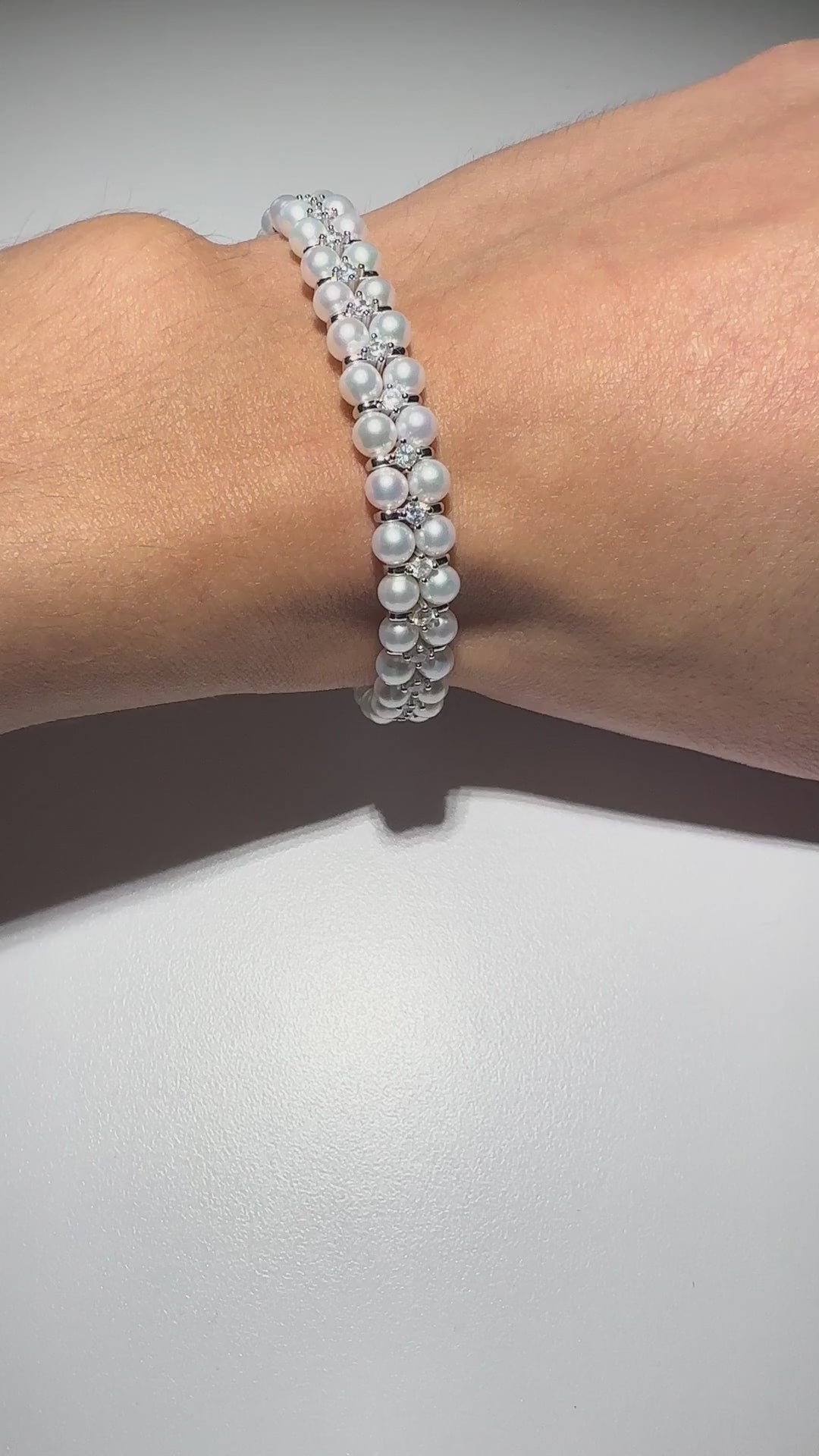 SKU10004 double-strand freshwater pearl bracelet — real on-wrist video