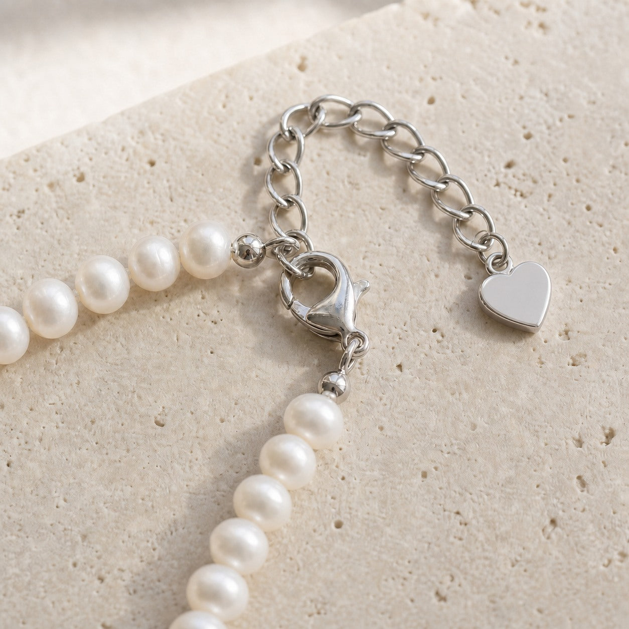 Classic freshwater pearl necklace close-up showing pearl detail