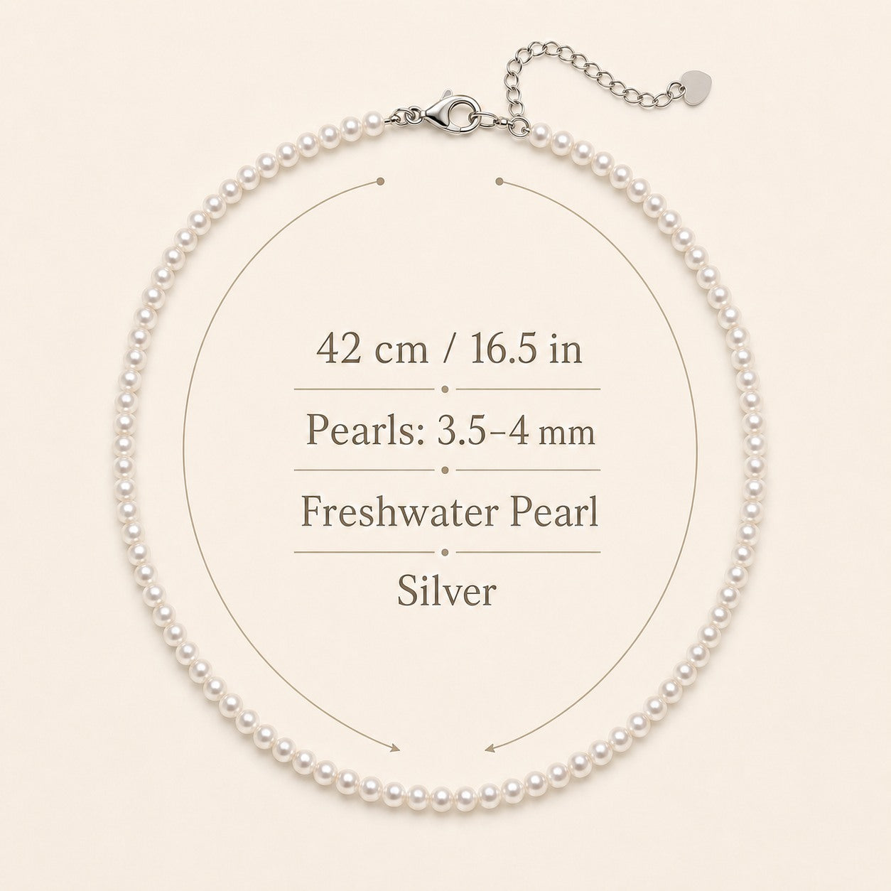 Classic Freshwater Pearl Necklace size and proportion guide